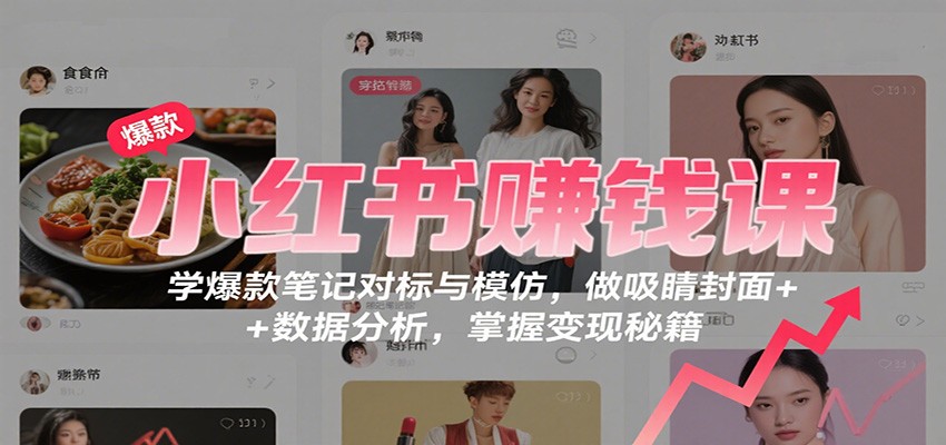 小红书赚钱课:学爆款笔记对标与模仿,做吸睛封面 + 数据分析,掌握变现秘籍-来聚吧