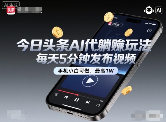 今日头条AI代躺賺玩法，每天5分钟发布视频，手机小白可做，最高1W+【揭秘】-来聚吧