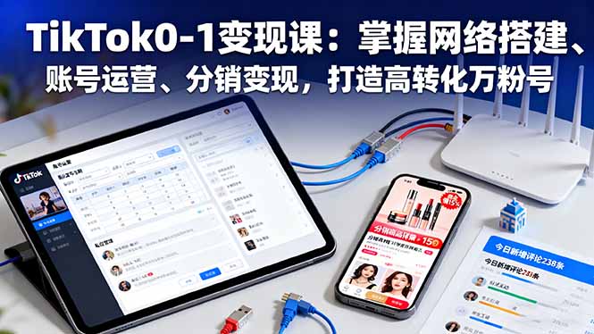 TikTok0-1变现课：掌握网络搭建、账号运营、分销变现，打造高转化万粉号-来聚吧