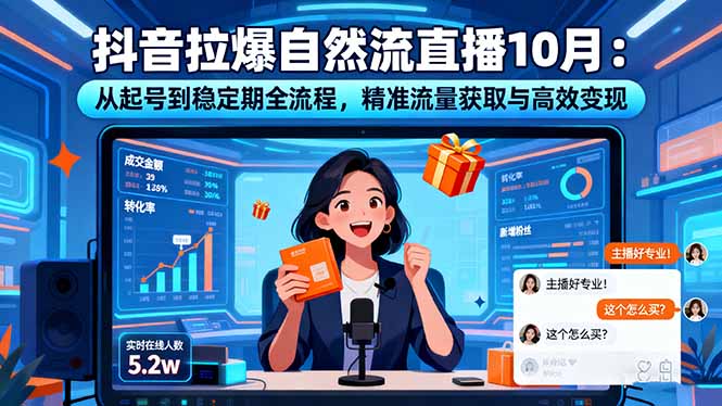 抖音拉爆自然流直播10月:从起号到稳定期全流程,精准流量获取与高效变现-来聚吧