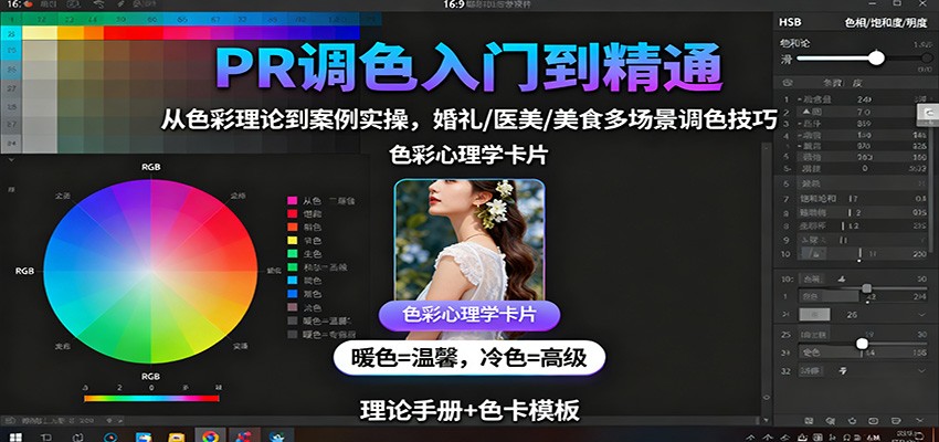 PR调色入门到精通：从色彩理论到案例实操，婚礼/医美/美食多场景调色技巧-来聚吧