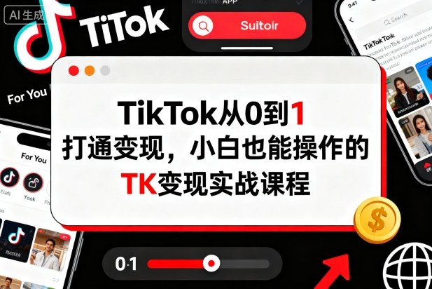 TikTok从0到1打通变现,小白也能操作的TK变现实战课程-来聚吧