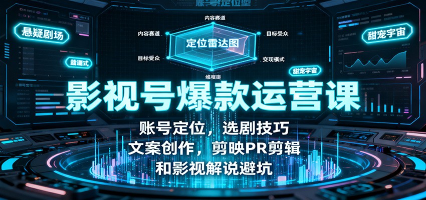 影视号爆款运营课:账号定位,选剧技巧,文案创作,剪映PR剪辑和影视解说避坑-来聚吧