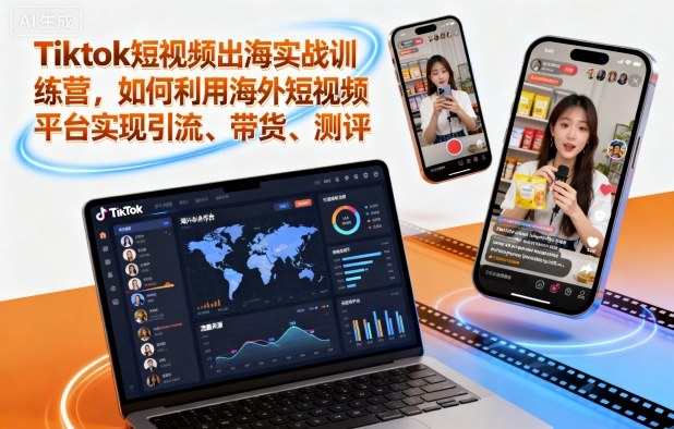 Tiktok短视频出海实战训练营，如何利用海外短视频平台实现引流、带货、测评-来聚吧