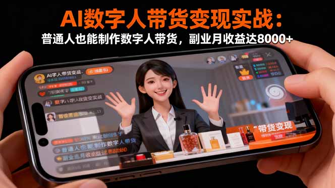 AI数字人带货变现实战：普通人也能制作数字人带货，副业月收益达8000+-来聚吧