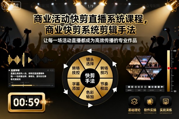 商业活动快剪直播系统课程，商业快剪系统剪辑手法-来聚吧
