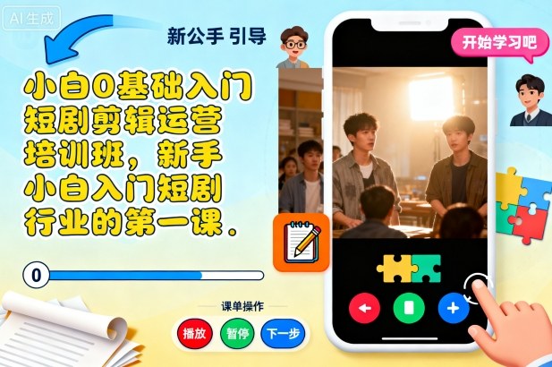 小白0基础入门短剧剪辑运营培训班,新手小白入门短剧行业的第一课-来聚吧