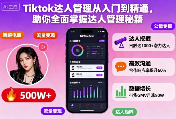 Tiktok达人管理从入门到精通,助你全面掌握达人管理秘籍-来聚吧