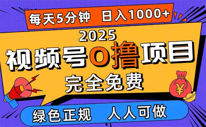 2025视频号0撸项目,5分钟一个号,日入1000+,人人可做-来聚吧