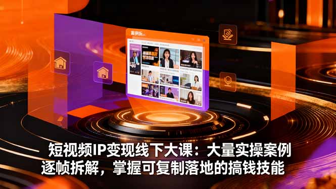 短视频IP变现线下大课：大量实操案例逐帧拆解，掌握可复制落地的搞钱技能-来聚吧