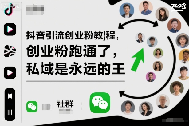 抖音引流创业粉教程，创业粉终于跑通了，私域是永远的王-来聚吧