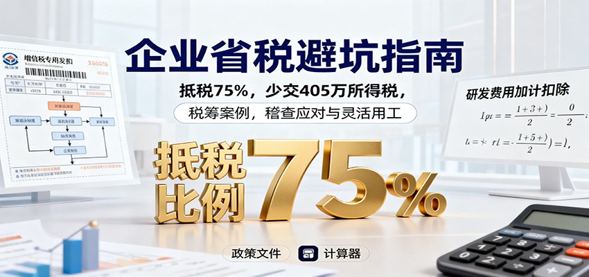 企业省税避坑指南:抵税75%,少交405万所得税,税筹案例,稽查应对与灵活用工-来聚吧