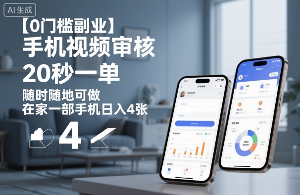【0门槛副业】手机视频审核，20秒一单，随时随地可做，在家一部手机日入4张【揭秘】-来聚吧