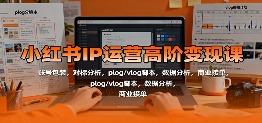 小红书IP运营高阶变现课：账号包装，对标分析，plog/vlog脚本，数据分析，商业接单-来聚吧