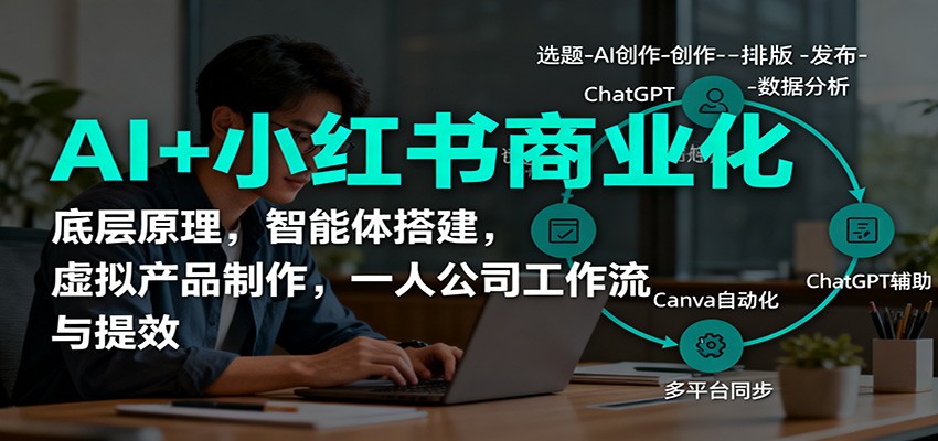 AI+小红书商业化，底层原理，智能体搭建，虚拟产品制作，一人公司工作流与提效-来聚吧