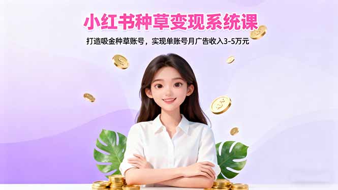 小红书种草变现系统课：打造吸金种草账号，实现单账号月广告收入3-5万元-来聚吧