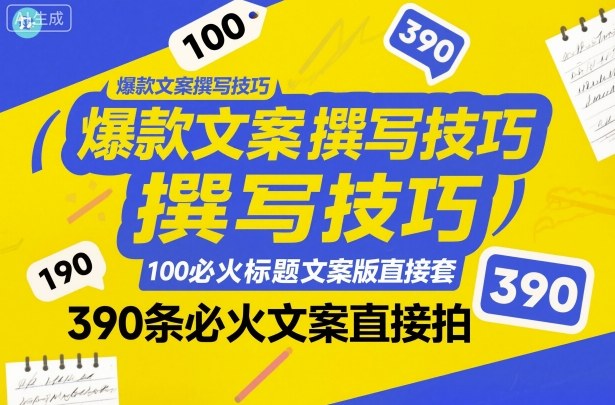 爆款文案撰写技巧,100个必火标题文案模版直接套,390条必火文案直接拍-来聚吧