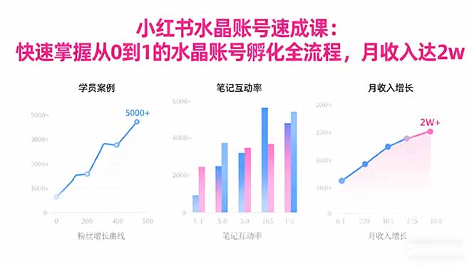 2025小红书水晶账号速成课：快速掌握从0-1水晶账号孵化全流程，月收入达2w-来聚吧