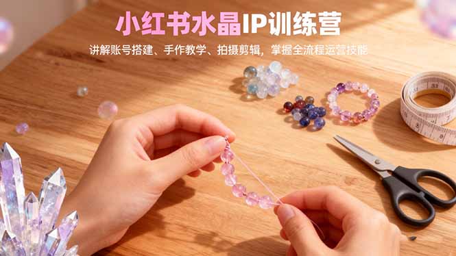 小红书水晶IP训练营,讲解账号搭建、手作教学、拍摄剪辑,全流程运营技能-来聚吧