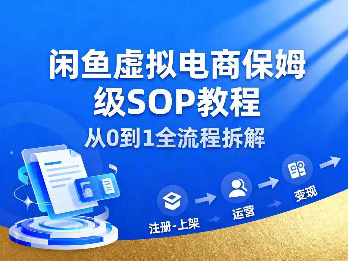 闲鱼虚拟电商,月入轻松过1W,保姆级SOP教程-来聚吧
