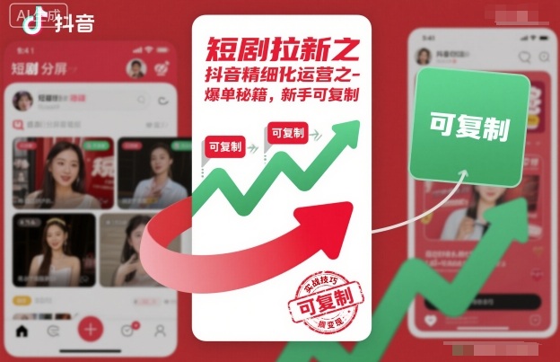 短剧拉新之抖音精细化运营之爆单秘籍，新手可复制-来聚吧
