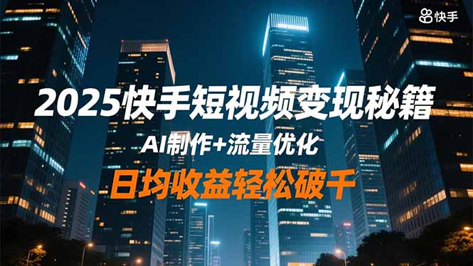 2025快手短视频变现秘籍,AI制作+流量优化,日均收益轻松破千-来聚吧