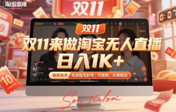 双11来做淘宝无人直播，日入1K+，独家技术，无违规无封号，可矩阵，长期稳定【揭秘】-来聚吧