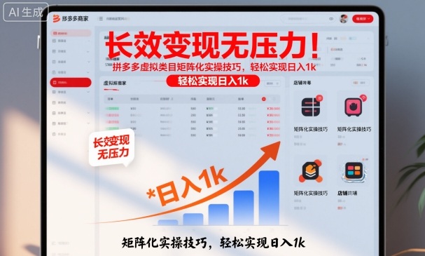 长效变现无压力！拼多多虚拟类目矩阵化实操技巧，轻松实现日入1k【揭秘】-来聚吧
