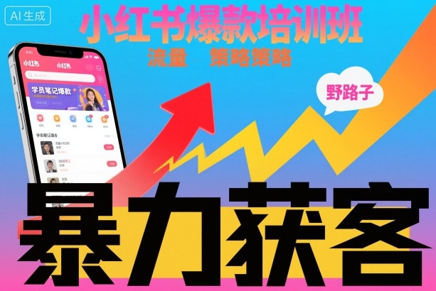 小红书爆款培训班，小红书获客野路子流量打法，暴力持续获客-来聚吧
