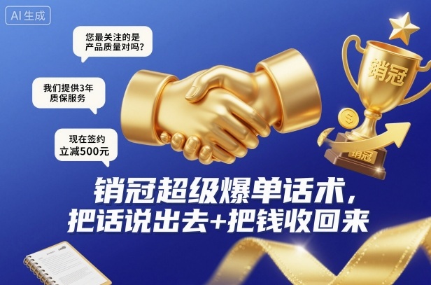 销冠超级爆单话术，把话说出去+把钱收回来-来聚吧