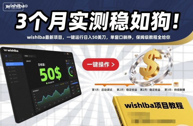 3个月实测稳如狗!wishlba最新项目,一键运行日入50美刀,单窗口躺挣,保姆级教程全给你【揭秘】-来聚吧