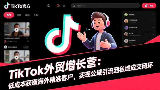 TikTok外贸增长营：低成本获取海外精准客户，实现公域引流到私域成交闭环-来聚吧