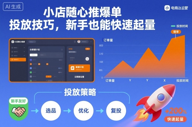 小店随心推爆单投放技巧，新手也能快速起量-来聚吧