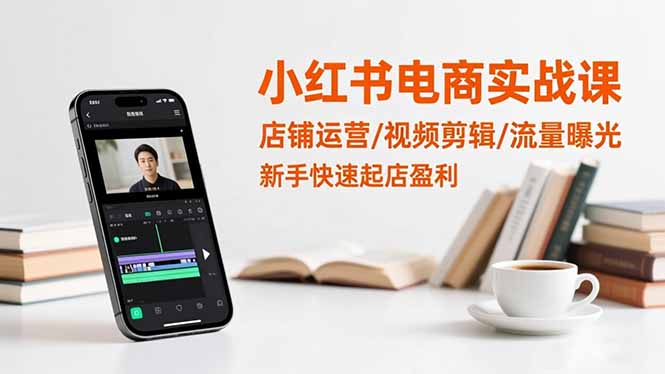 小红书电商实战课：店铺运营/视频剪辑/流量曝光，新手快速起店盈利-来聚吧