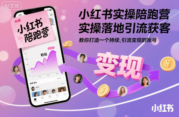 小红书实操陪跑营，实操落地引流获客，教你打造一个持续引流变现的账号-来聚吧