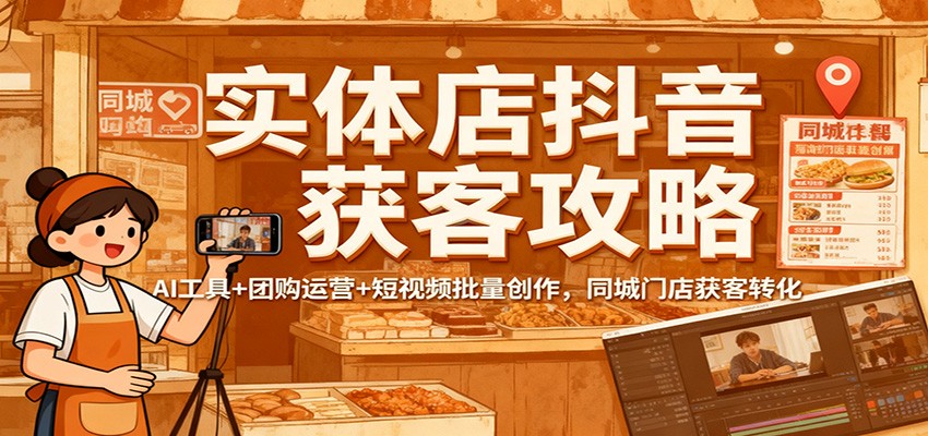 实体店抖音获客攻略：AI工具+团购运营+短视频批量创作，同城门店获客转化-来聚吧