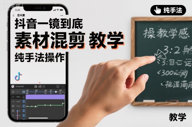 抖音一镜到底素材混剪教学,纯手法操作-来聚吧