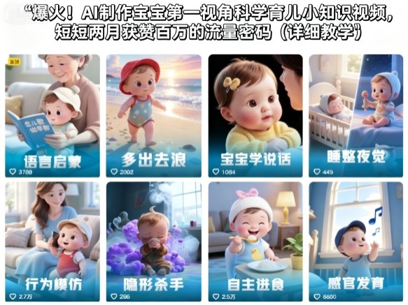 爆火！AI制作宝宝第一视角科学育儿小知识视频，短短两月获赞百万的流量密码(详细教学)-来聚吧