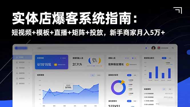 实体店爆客系统指南:短视频+模板+直播+矩阵+投放,新手商家月入5万+-来聚吧