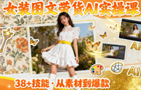 女装图文带货的AI实操课,覆盖38个实用技能,快速提升素材制作效率-来聚吧