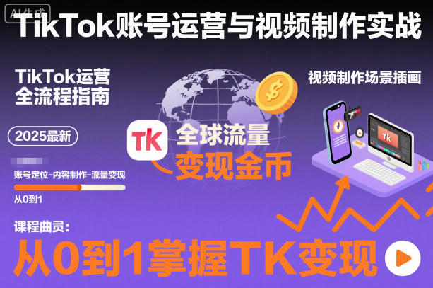 2025最新TikTok账号运营与视频制作实战全流程，从0到1掌握TK变现(含11月最新TK搬运技术)-来聚吧