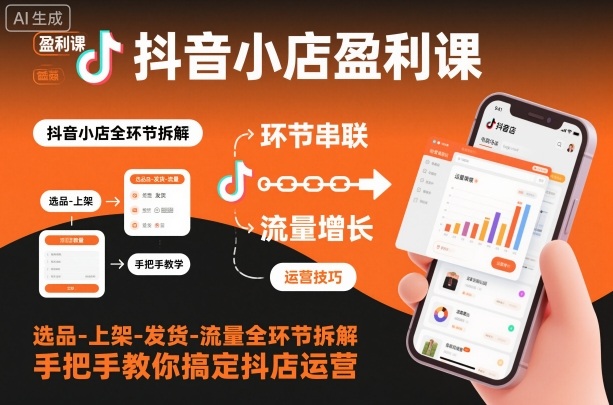 抖音小店盈利课-选品-上架-发货-流量全环节拆解，手把手教你搞定抖店运营-来聚吧