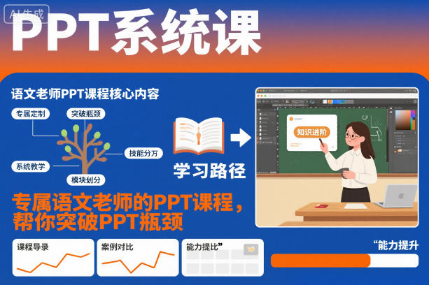 PPT系统课,专属语文老师的PPT课程,帮你突破PPT瓶颈-来聚吧