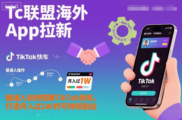 Tc联盟海外App拉新:普通人如何搭乘TikTok快车,打造月入过1W的可持续副业-来聚吧