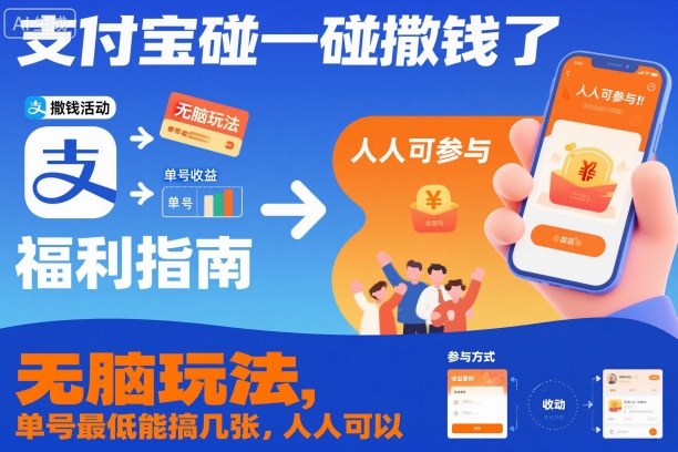 支付宝碰一碰撒钱了，无脑玩法，单号最低能搞几张，人人可以撸【揭秘】-来聚吧