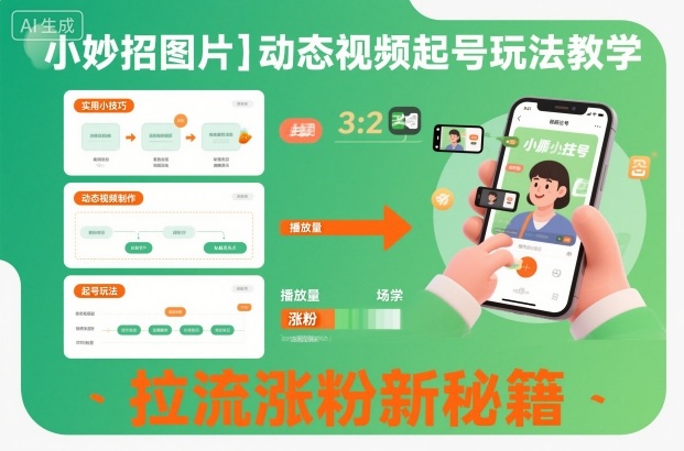 小妙招图片＋动态视频起号玩法教学，拉流涨粉新秘籍-来聚吧