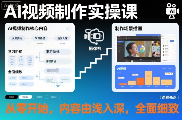 AI视频制作实操课，从零开始，内容由浅入深，全面细致-来聚吧