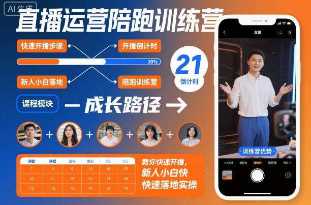 直播运营陪跑训练营，教你快速开播，新人小白快速落地实操-来聚吧