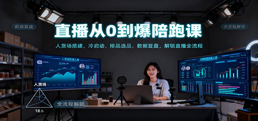 直播从0到爆陪跑课：人货场搭建，冷启动，排品选品，数据复盘，解锁直播全流程-来聚吧