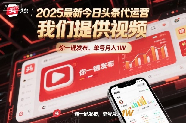 2025最新今日头条代运营，我们提供视频，你一键发布，单号月入1W【揭秘】-来聚吧